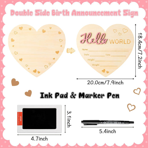 3D R HORSE Baby Birth Announcement Sign Marker Pen, Hello World Baby Name Sign with Ink Pad for Hand and Footprints
