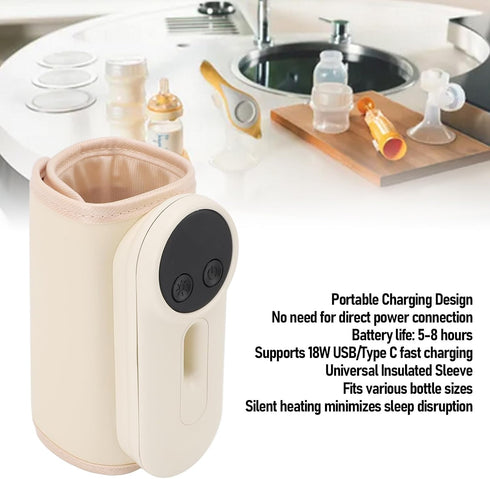 Fockety 8000mAh Baby Bottle Warmer, USB Rapid Heating Portable Fast Baby Milk Warmer Baby Bottle Heater Baby Food