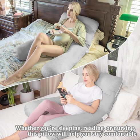55in Chilling Home Pregnancy Pillow, Pregnancy Pillows for Sleeping, U Shape Body Pillows for Adults, Maternity Pillow
