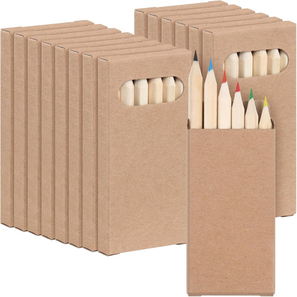 Ctosree 24 Packs 3.5 Inch Mini Colored Pencils for Classroom, School Drawing, Birthday Party Favors, 6 Pencils Per Pack