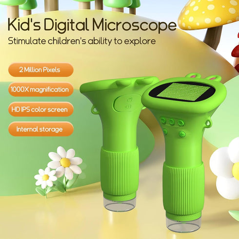 WINWEND -1000X 2'' 3-10 Kids Microscope Pocket Microscope Portable Microscope for Kid | Photo and Video Mini