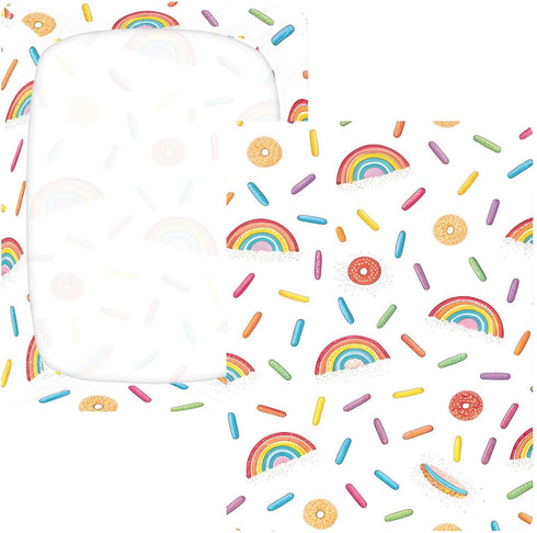 CZXW 52" 28" Rainbow with Sprinkles Crib Sheets Fitted x Natural Cotton Soft & Breathable for Baby Crib Mattress