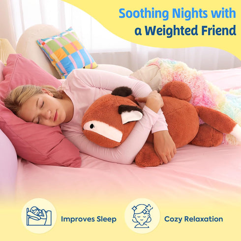 25.6 inch 5 lbs PEACH CAT Fox Weighted Stuffed Animals Large Weighted Plush Soft Plushies Toys Body Pillow Gifts