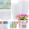 Cosweet 24 Set Paintable Flower Pot Craft Kit - with Watercolor Pens,