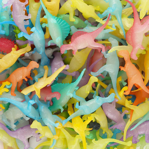 96 Set(24 Piece Glow in Dark Mini Dinosaur Toy Style), Plastic Realistic Dino Figure, Kid Birthday Party Favors
