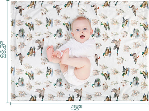 26.5 40 Inches Mallard Duck Baby Blanket for Boys Girls Soft Fleece Minky Blanket with Dotted Backing Double Layer