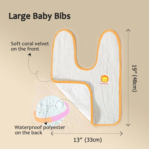 Baby Bibs 13"x19” - Waterproof Bibs for Kids 1-6 Years