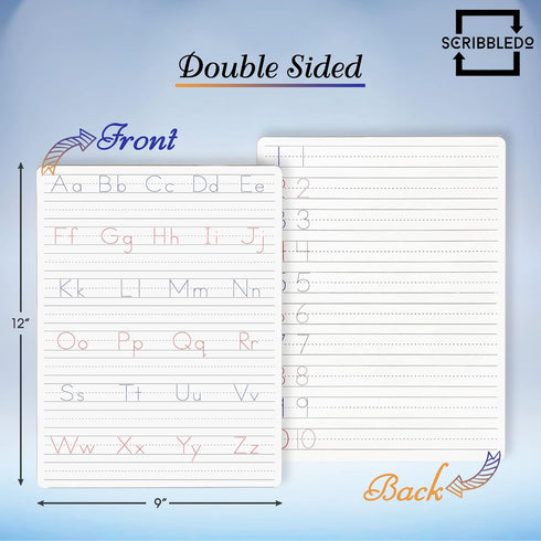 Scribbledo Dry Erase Handwriting Practice Board for Kids, 9 x 12 Inch Alphabet Tracing Whiteboard