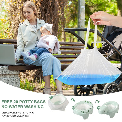 YJFHHH 20 Potty Training Toilet Seat Portable Travel Potty Folding Kids Potty Chair with Storage Bag and Liners