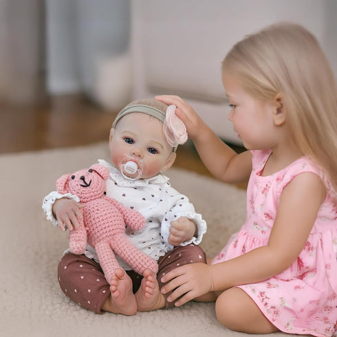 18 Inch 3+ KSBD Reborn Baby Dolls - Realistic Baby Doll Girl, Real Life Baby Dolls with Cute Soft Vinyl Body, Real Baby