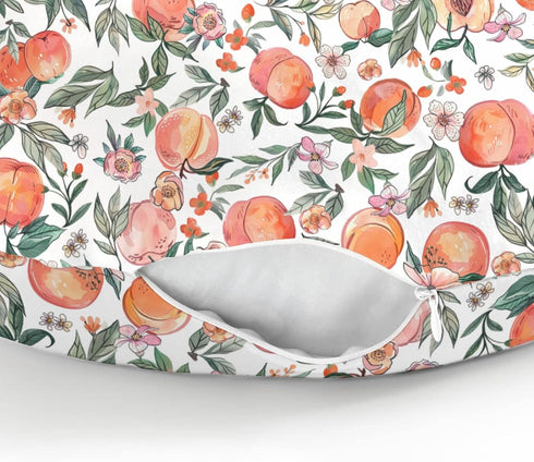 Summer Vintage Peaches Baby Nursing Pillow Covers for Boy Girl Retro Peach Flowers Leaves Nursery Slipcovers