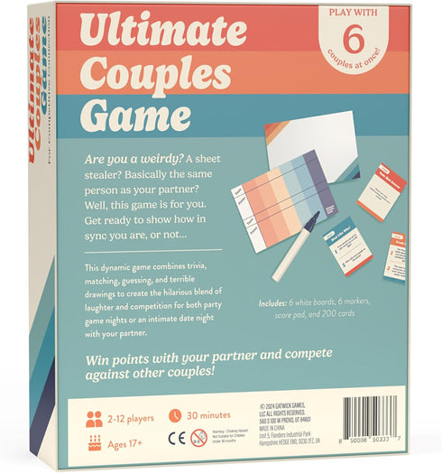 2-12 Gatwick Games Ultimate Couples Game - Fun Party Game for Adults! Guess, Match, and Draw in This Trivia
