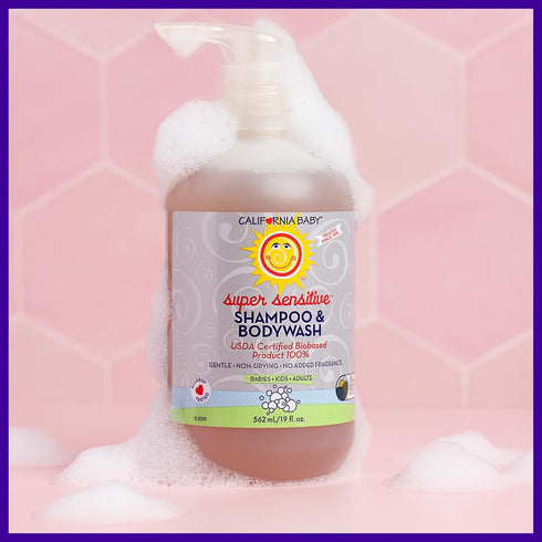 Super Sensitive Unscented Baby Shampoo and Body Wash by California Baby | 100% Plant-Based, 562 mL