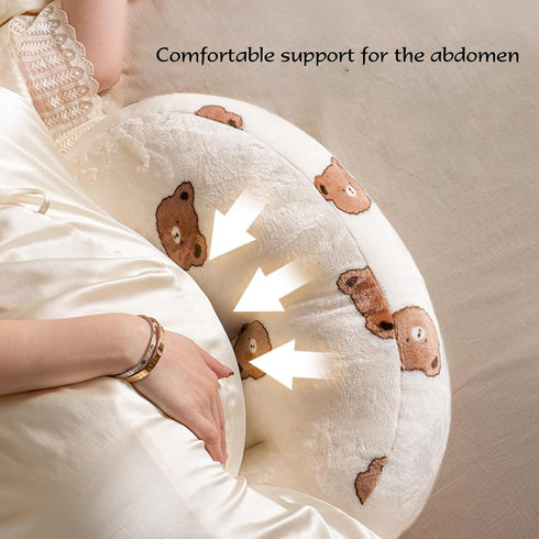 Detachable Body Pillow with Bear Print - Adjustable Maternity Support