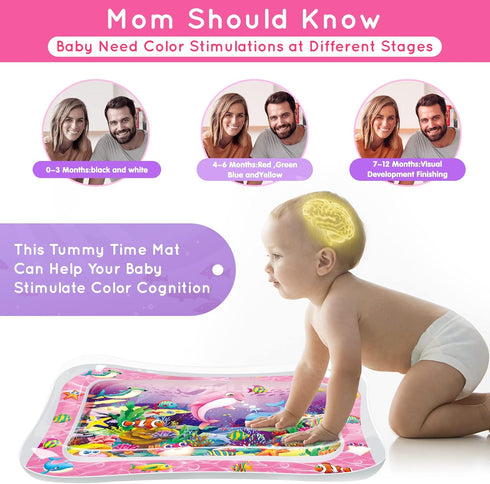 Infinno Tummy Time Water Mat for Babies, Sensory Development Toy for 3-9 Months, Great Gift Idea