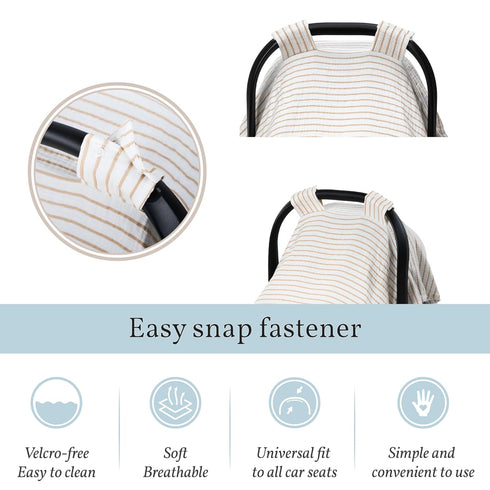 100% Meracorallo Muslin Baby Car Seat Cover, Cotton Infant Carrier Cover, Lightweight Breathable Soft Carseat Canopy