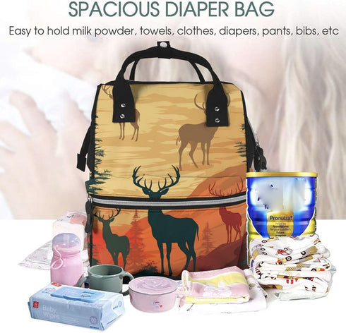 HCBPWVQA Backpack Daypacks Backpack Mommy Deer Show Diaper Bag with Changing Pad and Pacifier Holder, Multifunction