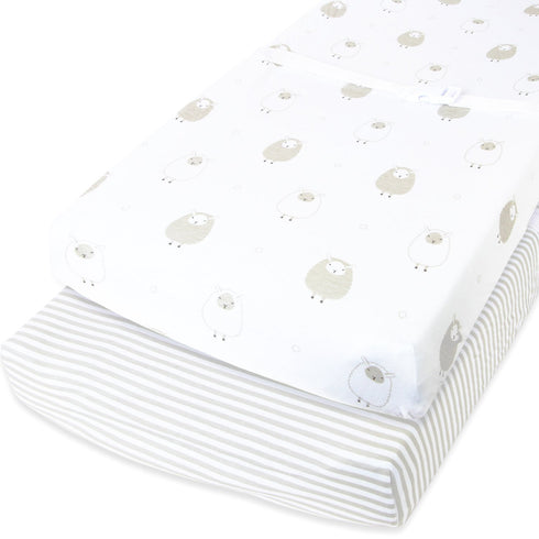 Cuddly Cubs Changing Pad Covers - 2 Pack, Soft Plush Cotton for Boy, Girl, Fits 16 x 32 Baby Changing Table Pads