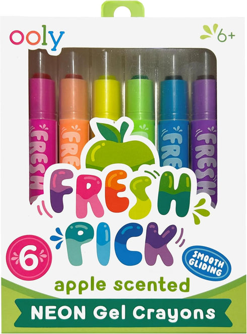 Ooly Scented Neon Gel Crayons, Set of 6 Twist Up Smooth Gliding