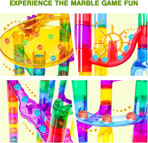 Meland Marble Run - 132Pcs Marble Maze Game Building Toy for Kids, Marble Track Race Set & STEM Learning Toys for Ages