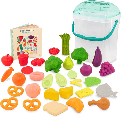 B. toys Foodie Fun Pretend Play Food & Board Book Set - 32 Pieces of Educational Play Food for Toddlers