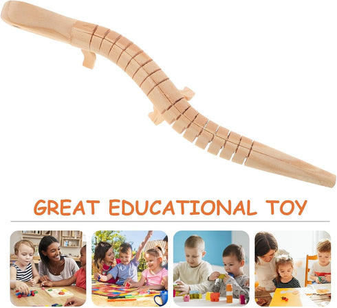 TOYANDONA 25 Pcs Wooden Wiggly Toy, Wood Lizard Toy, DIY Lizard Toy, Realistic Wood Crafts for Kids