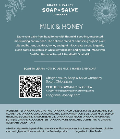 3.5 oz Chagrin Valley Soap & Salve Baby Shampoo Baby Soap Bar from Oat, Honey & Goat Milk - Unscented & Moisturizing
