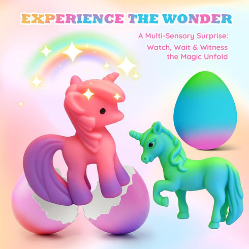 VICHTOP 6 Pack 3 4 5 6 7 8 Unicorn Hatching Surprise Eggs for Kids - Easter Basket Stuffers, Easter Egg Toddler