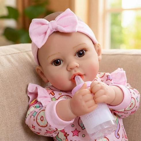 17 Inches 3+ GOAROY Baby Dolls, Large Realistic Baby Doll with Cute Soft Body, Real Life Baby Dolls Girl, with Bottles