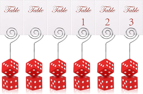 6 Pcs Dice Table Number Holders - Casino Game Kit with Place Card Holders and Table Number Cards