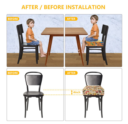 Table,4 Inches Toddler Booster Seat for Dining Washable Double Safer Straps Non-Slip Bottom Booster Seat Dining