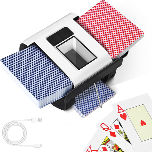 AutoAli 2 Decks Quiet & Rechargeable Card Shuffler, 2000 MAh Rapid Shuffling Automatic