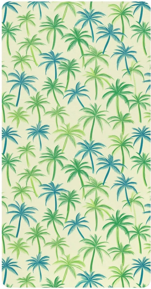 miaozhen Cotton Baby Crib Sheets Soft Green Palm Trees Summer Toddler Mattress Sheet