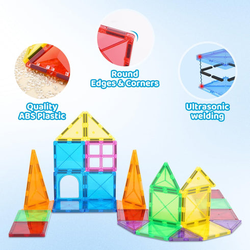 Crenova Magnetic Tiles Kids Toys, 40PCS Magnetic Blocks Building Toys for Toddler Educational Games