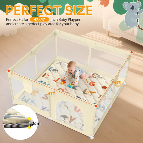 47x47 Tummy Baby Play Mats for Floor - Baby Play Mat - Playmat for Baby and Toddlers Infants - Thick Time Floor Mat