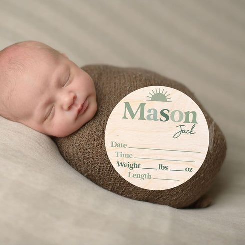 Birth Announcement Photo Prop - Baby Stat Plaque - Wooden Baby Birth Announcement Sign - Newborn Name Sign for Hospital