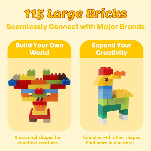 115 3+, Playset PCS Large Building Blocks, Educational STEM Toys for Kids Ages Creative Construction for Preschool