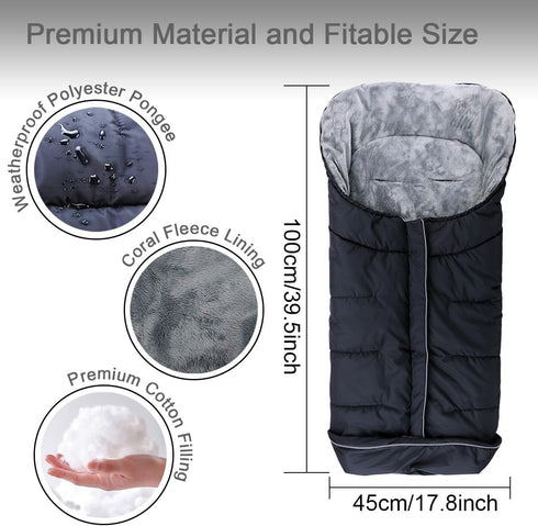 Weatherproof Universal Sleeping Bag for Stroller, Adjustable Winter Car Seat Cover & Stroller Zipper Blanket for Boy