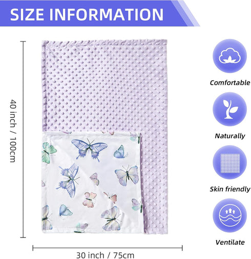 Gifts(30"*40",Butterfly) iEvolve Baby Nursery Bed Blankets Ultra Soft Double Layer Mini Blanket Minky Blanket Receiving