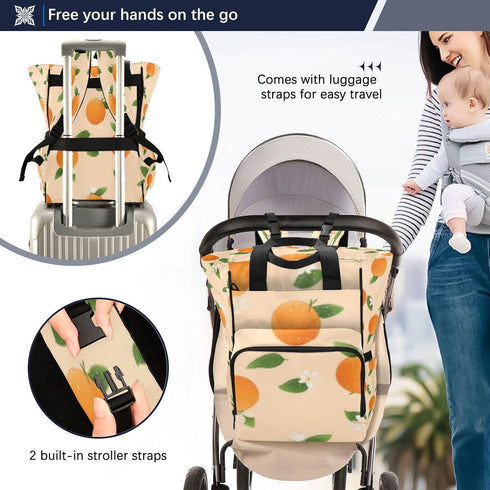 SUABO Backpack Tangerine Baby Diaper Bag Large Bag Waterproof Travel Diaper Bags for Moms and Dads