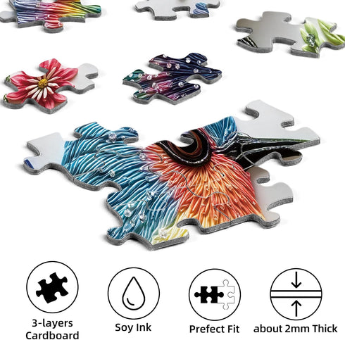 1000 1000 27.6"x19.7" Gem Bird Piece Puzzle for Adults, Hard Challenging Pieces Jigsaw Puzzles for Adults, Colorful Art