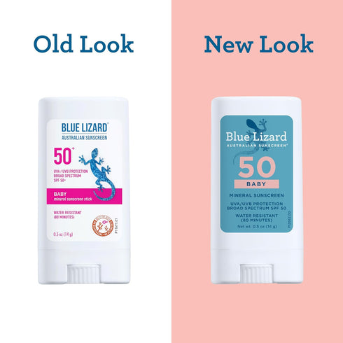 50+, .5 oz Blue Lizard BABY Mineral Sunscreen Stick with Zinc Oxide, SPF Water Resistant, UVA/UVB Protection - Easy