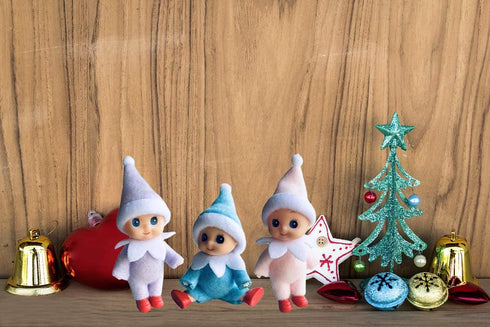 WULEEUPER Tiny Baby Elf Doll | Christmas Miniature Elf Decoration | Newborn Gift with Feet and Shoes (Blue)