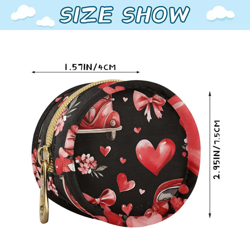 YETTASBIN Valentines Car Portable Pacifier Holder Case with Metal Hook Buckle & Zipper for Diaper Bag and Stroller