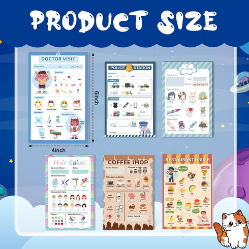 SHIQIKEJIPTY 4X6 3-5(6,Coffee Kids Pretend Play Notepads In Pretend Play Notebooks Playtime Notepads Variety Role Play