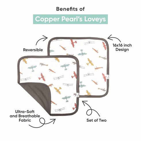 Copper Pearl Baby Security Blanket Set of 2 - Portable Size for Self-Soothing On-The-Go, Ideal Baby Blankets for Boys and Girls, Ultra-Soft, and Gift-Ready Loveys - Picasso by Copper Pearl