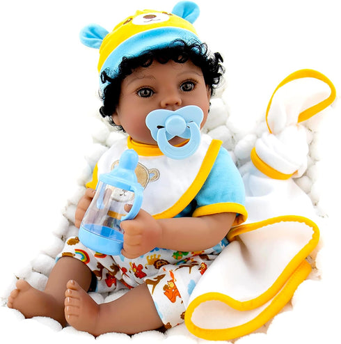 Aori Reborn Baby Dolls - Black - 18 inch Biracial Lifelike Baby Doll Boy with 7-Piece Gift Set