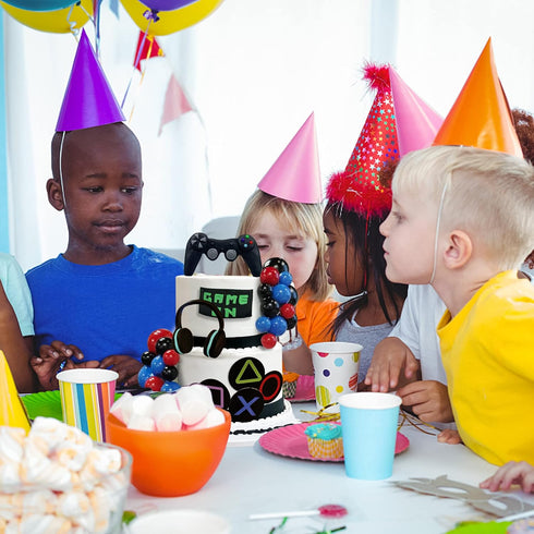 30 PCS Video Game Themed Cake Toppers - Headset & Controller Cake Decoration for Birthday Party