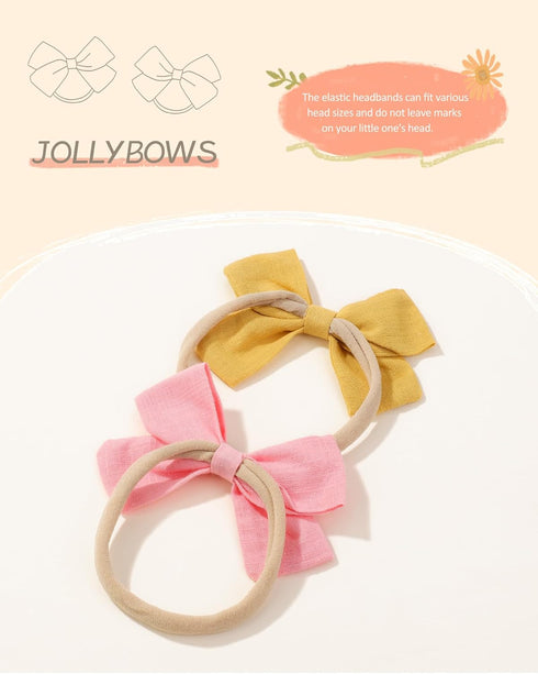 jollybows 20pcs Baby Girls Nylon Hair Bows - Headbands Elastic Hair Accessories for Kids Infants Newborn