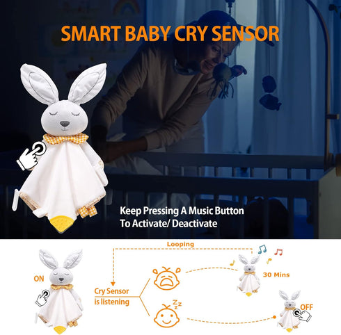 BEREST Rechargeable Baby Sleep Soother Bunny Lovey- White Noise| Heartbeat| Shushing| Lullaby Infant Sleeping Aid